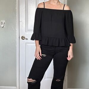3 for $20 Bar III sheer ruffle top, size small